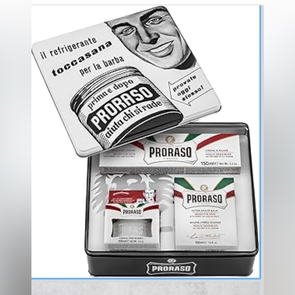 PRORASO Vintage Toccasana sensitive skin shaving Tin Gift set Set 3Pc